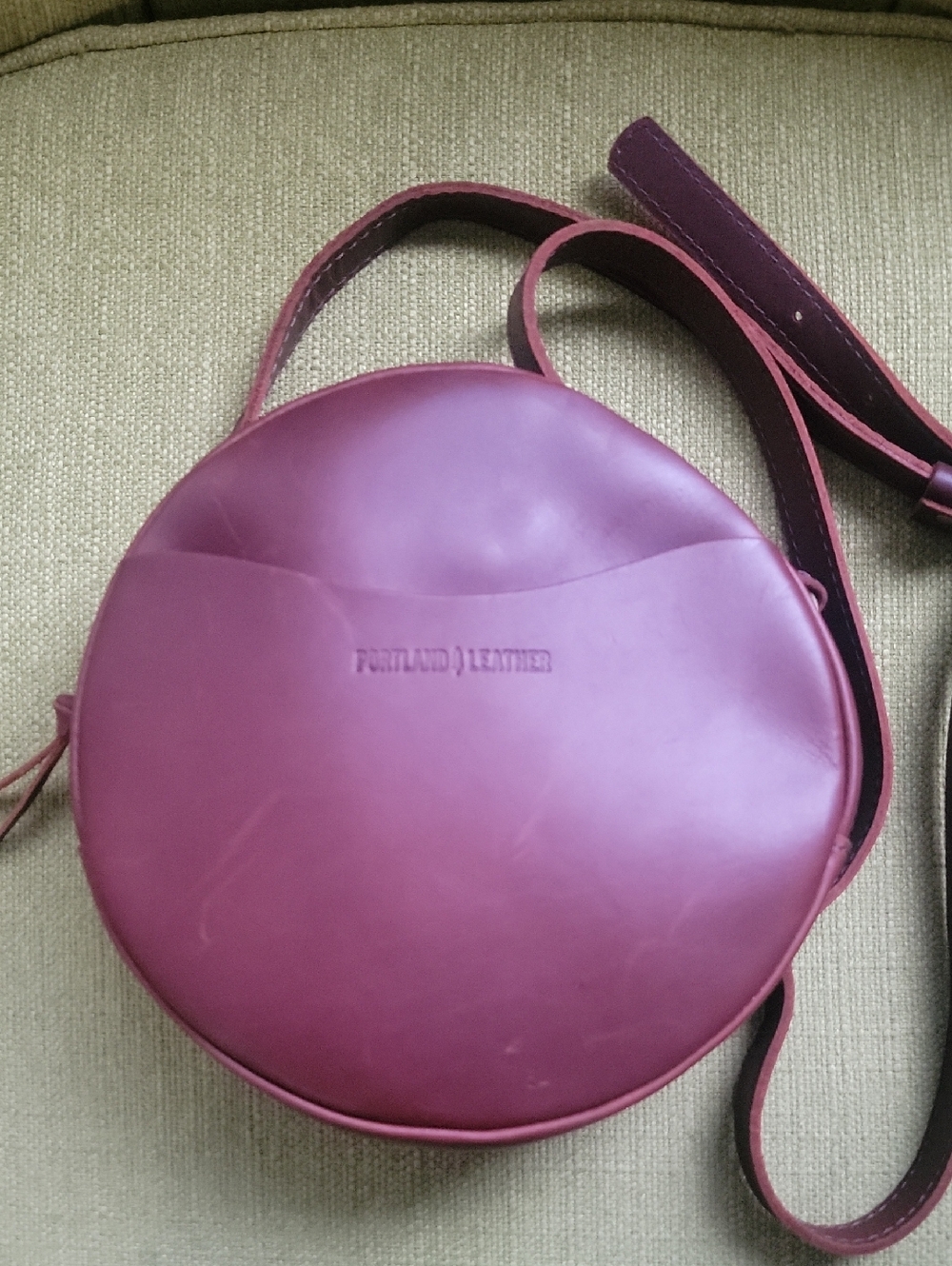 Portland Leather Round Crossbody Bag in Cognac Brown - Picture 3 of 13